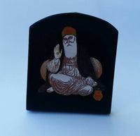 Sikh guru nanak dev ji wood carved photo portrait sikh desktop stand a1