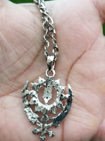 Small steel punjabi sikh khanda pendant - stunning rhinestones - ideal sikh gift