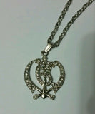 Unisex stunning rhinestones silver plated punjabi sikh ek onkar khanda pendant