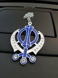 Singh kaur sikh punjabi silver plated khanda pendant car rear mirror hanging ggg