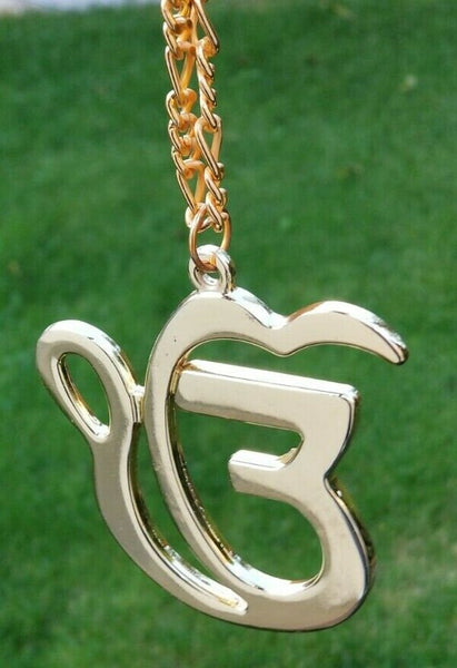 Ek onkar car rear mirror pendant punjabi sikh singh kaur gold plated hanger mmm2