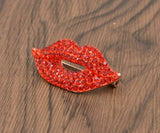 Vintage look gold plated celebrity lips kiss brooch suit coat broach cake pin z5