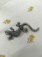 Vintage look silver plated lizard brooch suit coat gecko broach pin collar l14