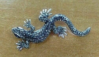 Vintage look silver plated lizard brooch suit coat gecko broach pin collar l14