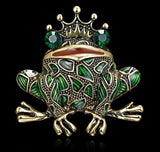 Vintage look gold plated lucky frog king brooch suit coat broach collar pin b29