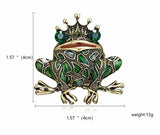 Vintage look gold plated lucky frog king brooch suit coat broach collar pin b29