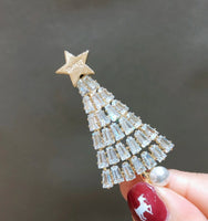 Vintage look stunning diamonte gold plated christmas tree brooch cake pin jjj38