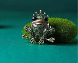 Vintage look gold plated lucky frog king brooch suit coat broach collar pin b29