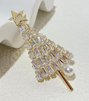 Vintage look stunning diamonte gold plated christmas tree brooch cake pin jjj38