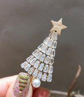 Vintage look stunning diamonte gold plated christmas tree brooch cake pin jjj38