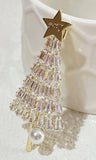 Vintage look stunning diamonte gold plated christmas tree brooch cake pin jjj38