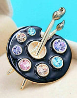 Vintage look gold plated stunning draw palette brooch suit coat broach pin b49l