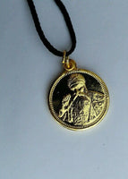 Small punjabi sikh guru nanak ji 1 ek onkar pendant in black thread necklace c10