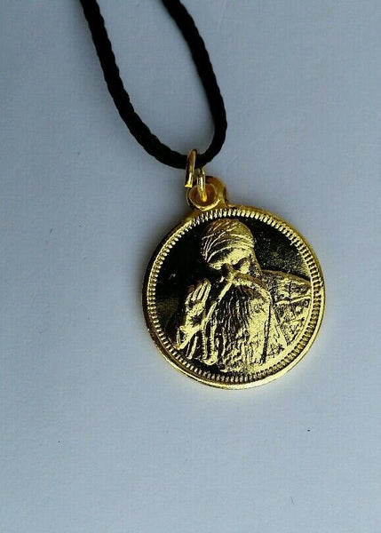 Small punjabi sikh guru nanak ji 1 ek onkar pendant in black thread necklace c10