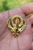 Khanda brooch gold plated stunning diamonte sikh king pin singh kaur broach k59