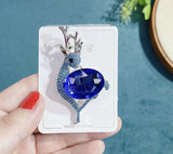 Vintage look stunning diamonte silver plated christmas reindeer brooch pin jjj41