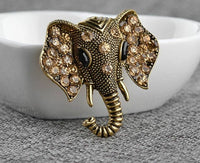 Stunning vintage look gold plated ganesh hindu brooch elephant broach pin f27