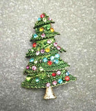 Vintage look stunning diamonte gold plated christmas tree brooch cake pin b48x