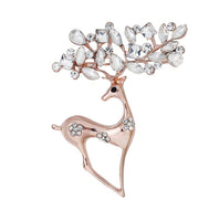 Vintage look stunning diamonte rose gold plated christmas reindeer brooch pin jj