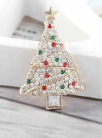 Vintage look stunning diamonte gold plated christmas tree brooch cake pin b48w