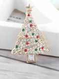 Vintage look stunning diamonte gold plated christmas tree brooch cake pin b48w