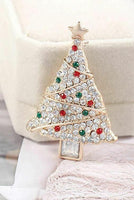 Vintage look stunning diamonte gold plated christmas tree brooch cake pin b48w