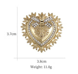 Vintage look gold plated rhinestones heart brooch suit coat broach cake pin zy1