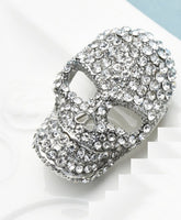 Celebrity skull brooch designer vintage look queen broach silver plated pin g78