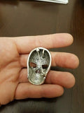 Celebrity skull brooch designer vintage look queen broach silver plated pin g78