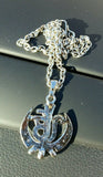 Silver plated punjabi sikh legend ek onkar pendant chain car rear mirror hanging