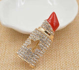 Vintage look gold plated celebrity lipstick brooch suit coat broach cake pin z4