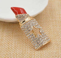 Vintage look gold plated celebrity lipstick brooch suit coat broach cake pin z4