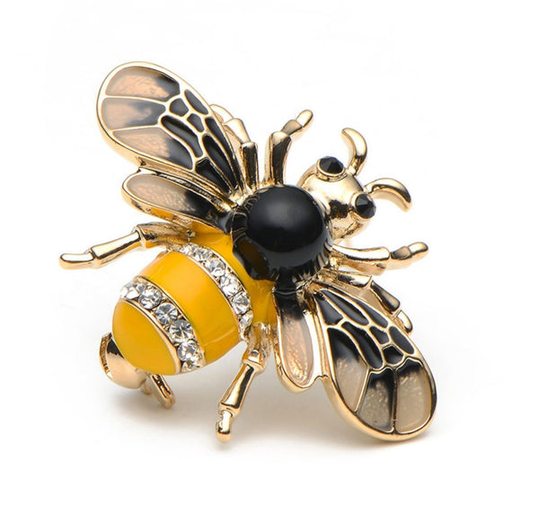 Stunning vintage look gold plated gold honey bee brooch suit coat broach pin g72