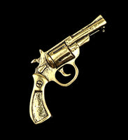 Pistol brooch vintage look silver gold plated retro gun broach pin power ggg18