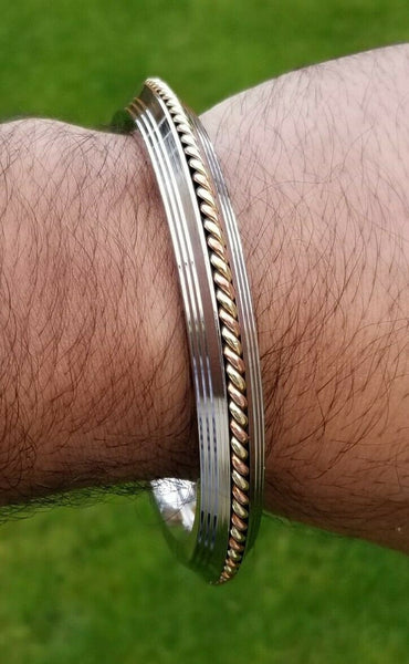 Sikh kara stainless steel twisted brass copper edge kada singh kaur bangle u7