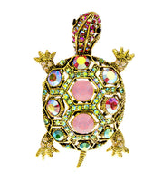 Turtle brooch celebrity good luck pin vintage look gold plated queen broach i40