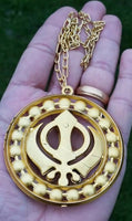 Khanda car hanger gold plated punjabi sikh stunning evil protection pendant ccc9