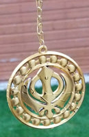 Khanda car hanger gold plated punjabi sikh stunning evil protection pendant ccc9