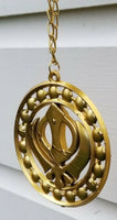 Khanda car hanger gold plated punjabi sikh stunning evil protection pendant ccc9