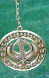 Khanda car hanger gold plated punjabi sikh stunning evil protection pendant ccc9