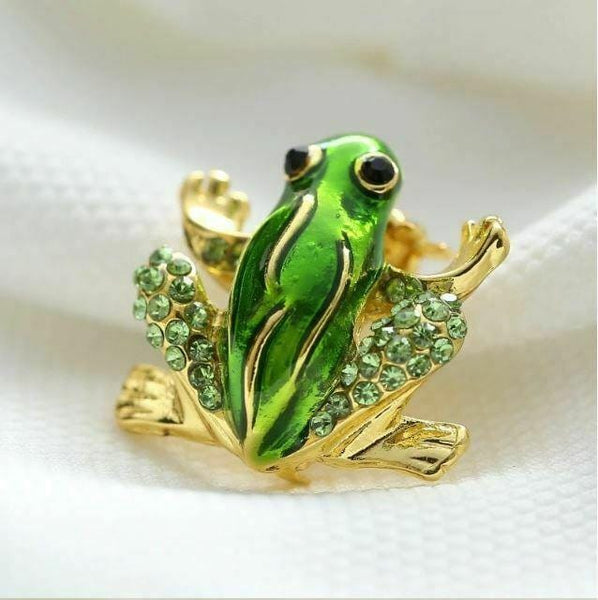 Vintage look gold plated lucky frog brooch suit coat broach collar pin b28