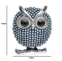 Celebrity grey owl brooch design vintage look queen broach silver plated pin ggg