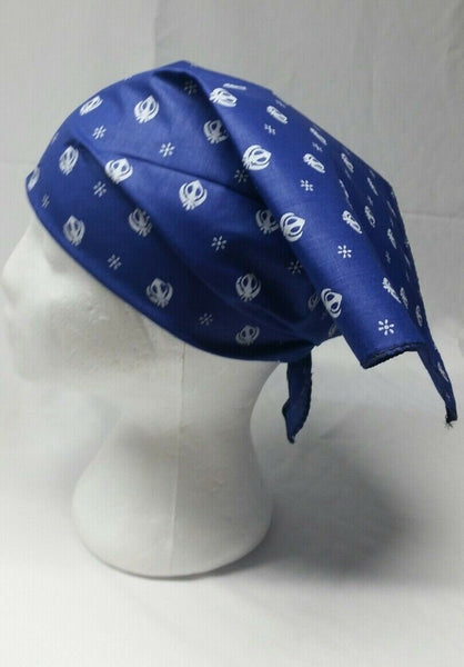 Sikh punjabi blue khalsa khanda bandana head wrap gear rumal handkerchief xy2