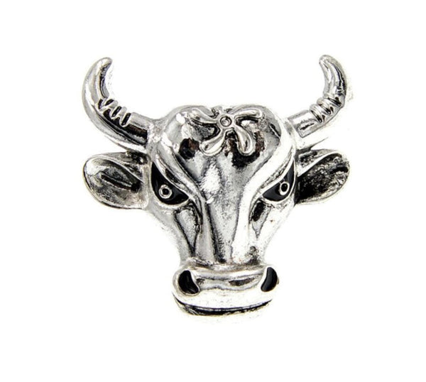 Bull head brooch vintage look silver gold plated retro broach pin power pendant