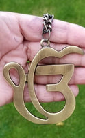 Ek onkar car rear mirror pendant punjabi sikh singh kaur antique gold plated mm1