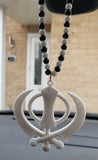 Acrylic white punjabi sikh kaur singh khanda stunning pendant car rear mirror rr