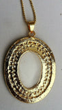 Gold plated stunning sikh singh guru nanak photo large pendant car green os106c