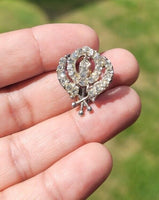 Khanda brooch silver plated stunning diamonte sikh pin singh kaur broach k63 new