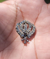 Khanda brooch silver plated stunning diamonte sikh pin singh kaur broach k63 new