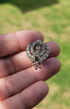 Khanda brooch silver plated stunning diamonte sikh pin singh kaur broach k63 new